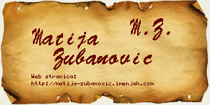 Matija Zubanović vizit kartica